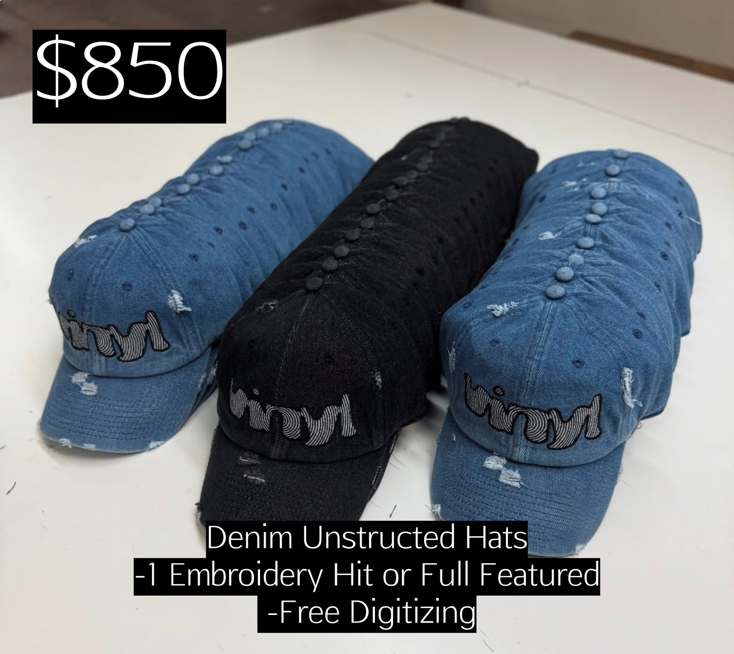 50 Denim Unstructured Hats